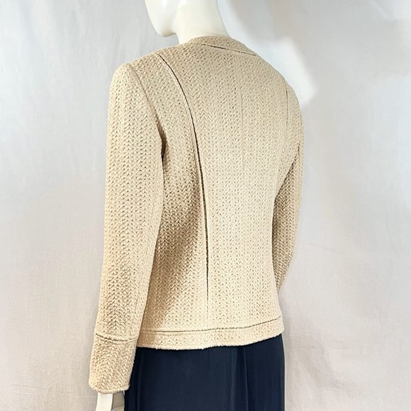 Woven Look Collarless Blazer | Lafayette 148 New York - Picture 4 of 9